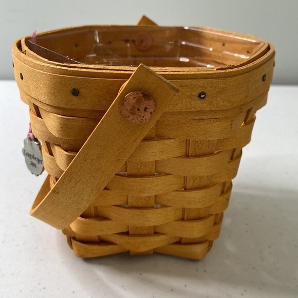 Longaberger 2001 Measuring Basket 5" Swing Handle Plastic Liner Hope Charm - Picture 4 of 15